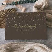 Gold Confetti Calligraphy Brown Wedding Gästebuch
