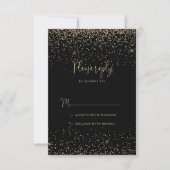 Gold Confetti Calligraphy Extravagant Script UAWG RSVP Karte (Vorderseite)