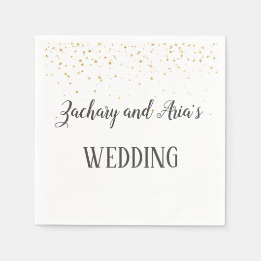 Gold Confetti Calligraphy Napkins Serviette (Vorderseite)