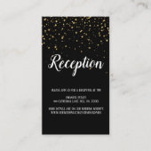 Gold Confetti Calligraphy | Schwarzer Empfang Begleitkarte (Vorderseite)
