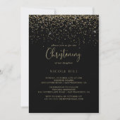 Gold Confetti Calligraphy Script Christening Einladung (Vorderseite)