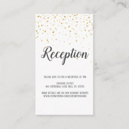 Gold Confetti Calligraphy Wedding Reception Card Begleitkarte