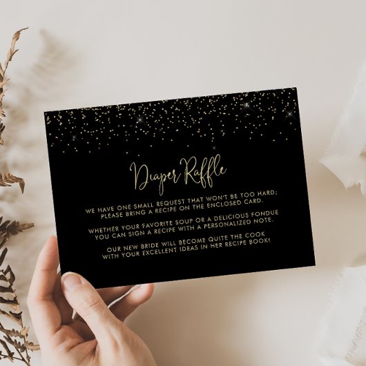 Gold Confetti Calligraphy Wedding Recipe Anfrage Begleitkarte