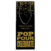 Gold Confetti Celebration | Eigene Farbe Geschenktüte Für Weinflaschen (Rückseite)