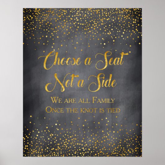 Gold Confetti Chalkboard Hochzeitszeichen Poster (Vorne)