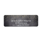 Gold Confetti Chalkboard Wedding Rücksendeadresse (Vorne)