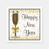 Gold Confetti Champagne Frohes Silvesterabend Part Serviette (Vorderseite)