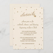 Gold Confetti Champagne Wedding Details Empfang Einladung (Vorne/Hinten)