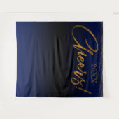 Gold Confetti "Cheers"! Jahr Blue Ombre Hintergrun Wandteppich (Vorderseite (Horizontal))