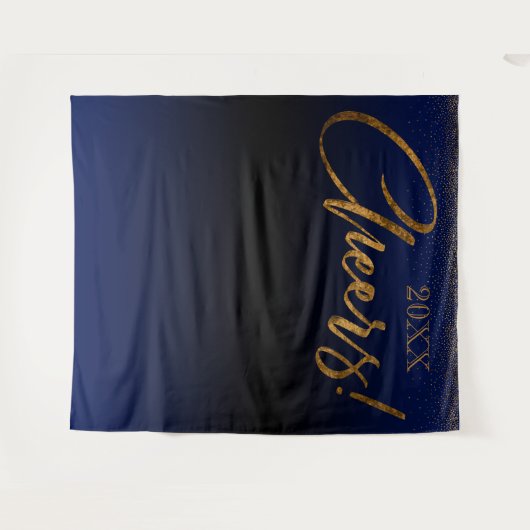 Gold Confetti "Cheers"! Jahr Blue Ombre Hintergrun Wandteppich (Vorderseite (Horizontal))