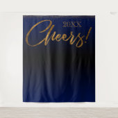 Gold Confetti "Cheers"! Jahr Blue Ombre Hintergrun Wandteppich (Vorderseite)