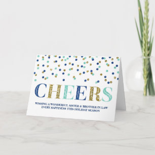 Gold Confetti Christmas Sister & Bruder im Recht Feiertagskarte