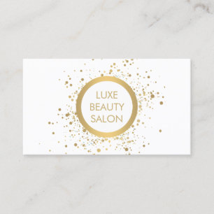 Gold Confetti Circle White Business Card Visitenkarte