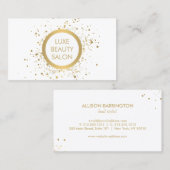 Gold Confetti Circle White Business Card Visitenkarte (Vorne/Hinten)