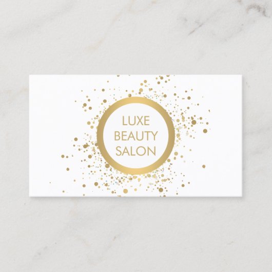 Gold Confetti Circle White Business Card Visitenkarte (Vorderseite)