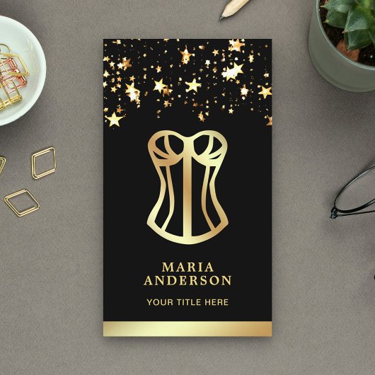 Gold Confetti Corset Bridal Lingerie Boutique Visitenkarte