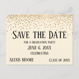 Gold Confetti Cream Graduation Party Save the Date Postkarte