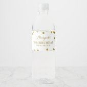 Gold Confetti Custom Birthday Water Flasche Label Wasserflaschenetikett (Vorderseite)