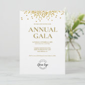 Gold Confetti Custom Logo Gala Corporate Event Einladung (Stehend Vorderseite)