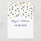Gold Confetti Dark Blue Wedding Menu Menükarte (Rückseite)