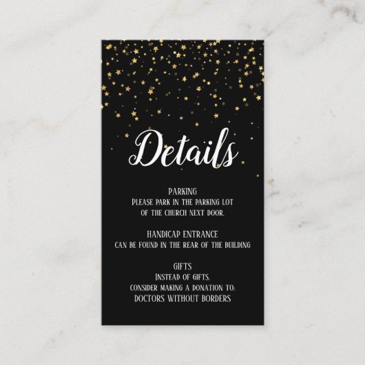 Gold Confetti Details Card Begleitkarte (Vorderseite)