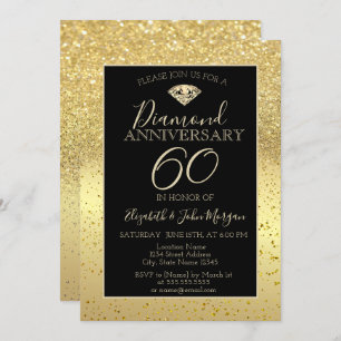 Gold Confetti Diamond Glitzer Hochzeitstag Einladung