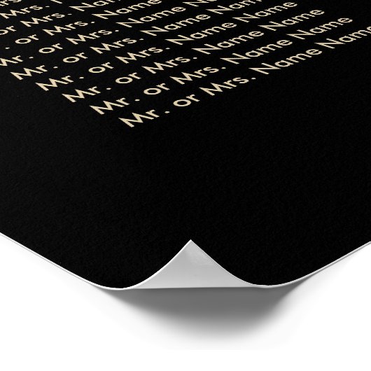 Gold Confetti Diamonds auf Black Seat Chart Poster (Ecke)