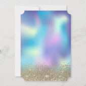 Gold Confetti Diamonds Blue Holographic Sweet 16 Einladung (Rückseite)