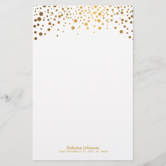 Gold Confetti Dot Print Briefpapier (Vorderseite)