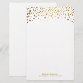 Gold Confetti Dot Print Briefpapier (Vorne/Hinten)