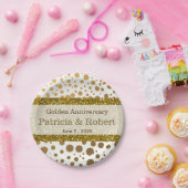 Gold Confetti Dots 50. Hochzeitstag Pappteller (Party)
