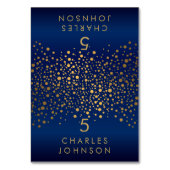 Gold Confetti Dots and Navy Blue - Platzkarten Tischnummer (Vorderseite)