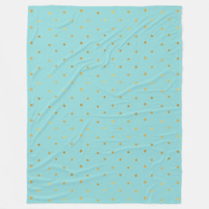 Gold Confetti Dots Aqua Mint Fleecedecke