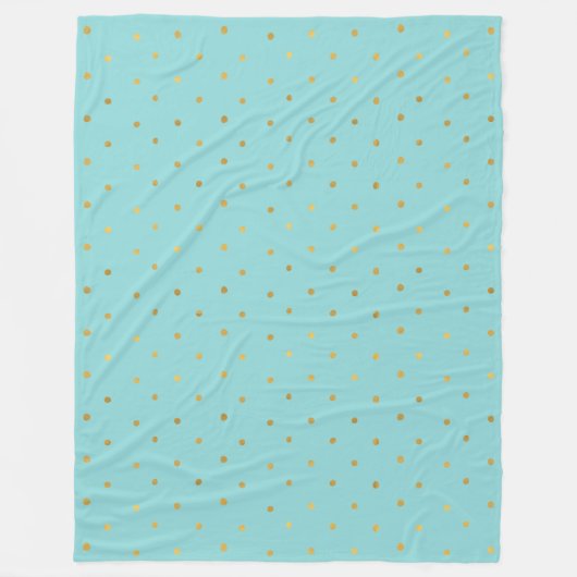 Gold Confetti Dots Aqua Mint Fleecedecke (Vorderseite)