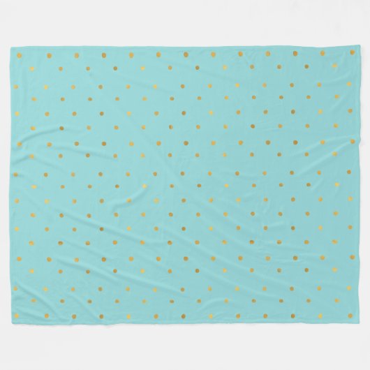 Gold Confetti Dots Aqua Mint Fleecedecke (Vorderseite (Horizontal))