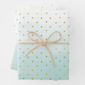 Gold Confetti Dots Aqua Mint Geschenkpapier Set (Beispiel)