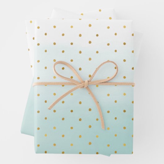 Gold Confetti Dots Aqua Mint Geschenkpapier Set (Beispiel)