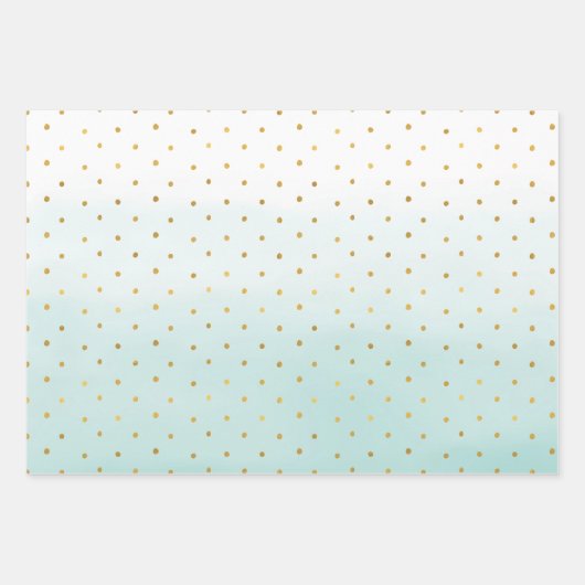 Gold Confetti Dots Aqua Mint Geschenkpapier Set (Vorderseite)