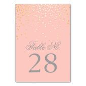Gold Confetti Dots Blush Pink Wedding Tischnummer (Rückseite)