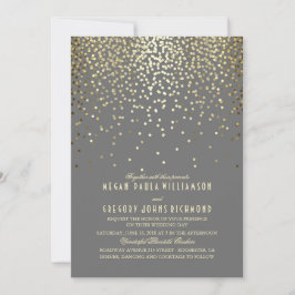 Gold Confetti Dots Elegante und Vintage Hochzeit Einladung