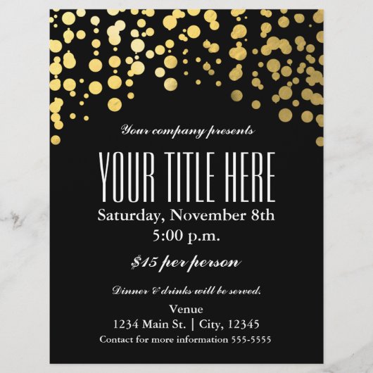 Gold Confetti Dots Elegantes Glam Event Flyer Post (Vorne)