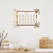 Gold Confetti Dots Gerahmt -18 Seating Chart Poster (Küche)
