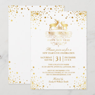 Gold Confetti Dots Happy Silvester Party Einladung
