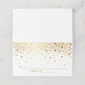 Gold Confetti Dots Hochzeitsempfang Platzkarte (Außenseite Aufgefaltet)
