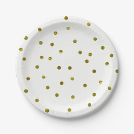 Gold Confetti Dots Imitate Foil Modern Chic Einfac Pappteller