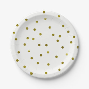 Gold Confetti Dots Imitate Foil Modern Chic Einfac Pappteller