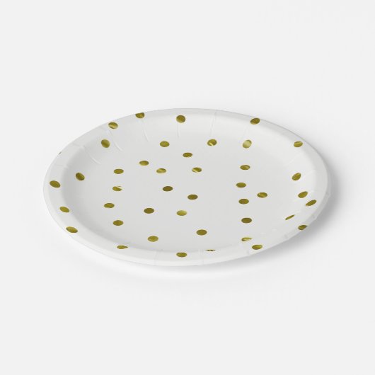 Gold Confetti Dots Imitate Foil Modern Chic Einfac Pappteller (Schrägansicht)