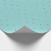 Gold Confetti Dots Mint Geschenkpapier (Ecke)