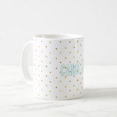 Gold Confetti Dots Mint Name Kaffeetasse (Vorderseite Links)