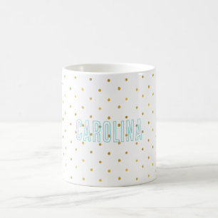 Gold Confetti Dots Mint Name Kaffeetasse